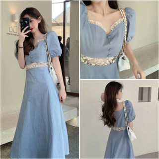 เดรสสไตล์ฝรั่งเศส เดรสวินเทจ ยาวปานกลาง แขนพอง คอเหลี่ยม แต่…