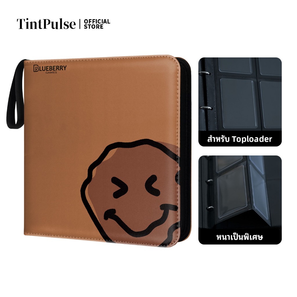 BERYFAM Toploaderแฟ้มการ์ด อัลบั้มรูป สีน้ำตาลหนัง ถนอมการ์ด การ์ดเกาหลี Pokemon การ์ดสะสม Blueberry
