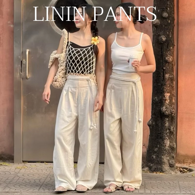Linen pants (กางเกงขายาว+เข็มขัด) 299.- กางเกงมินิมอลมาพร้อมเข็มขัด ทางร้านใช้ผ้าฝ้ายผสมลินินผ้านุ่มอย่างดี