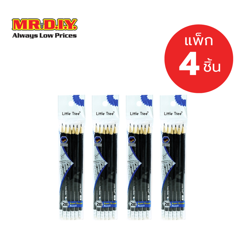 [แพ็ก 4 ชิ้น] LITTLE TREE ดินสอไม้ 2B​ Exam Grade (จำนวน 6 เเท่ง/ชุด)