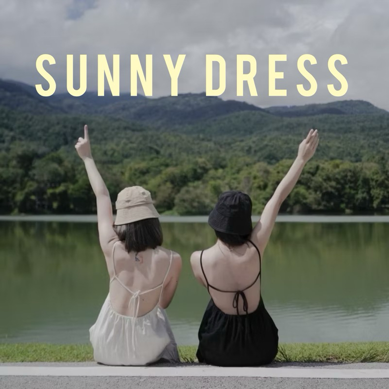 ชุดเดรส D R E S S  S U N N Y (ถ่ายจากสินค้าจริง) เดรสโชว์หลัง เดรสทะเล (โรงงานผ้าที่ไทยร้านผลิตเอง)