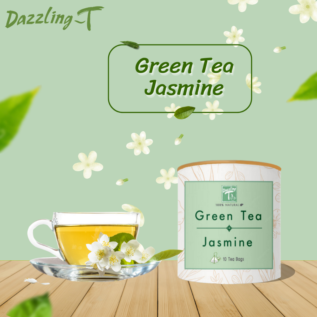 ชาเขียวมะลิ Dazzling-t Green Tea Jasmine มาตรฐาน อย. รับรอง 10 Tea Bag