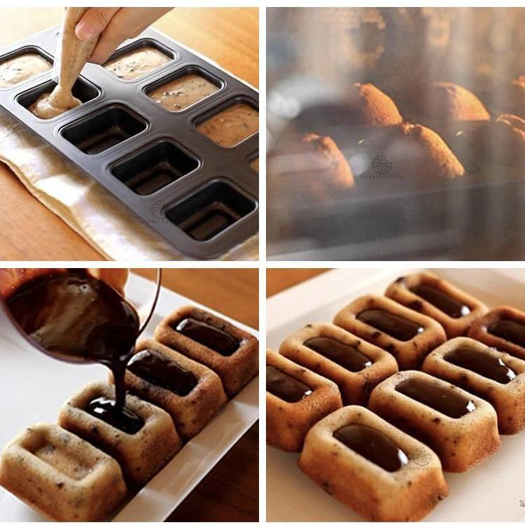 พิมพ์อบเค้ก บิสกิตคุกกี้ พิมพ์อบขนมฟินองเซีย (Rect Financier Madeleine) 10 ช่อง เคลือบ Non-stick สีดำ แบรน์ Cotta - รูปที่ 3