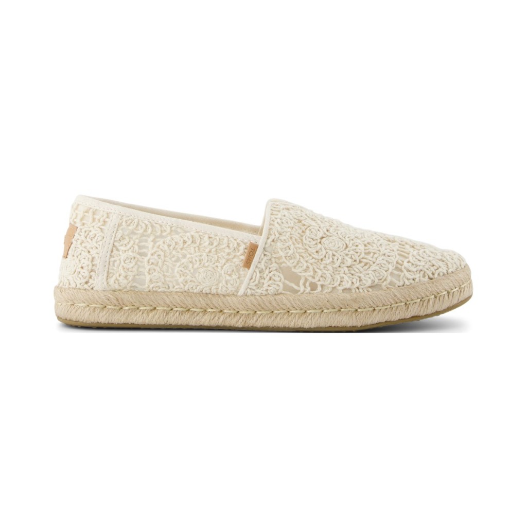 TOMS รองเท้าลำลองผู้หญิง สลิปออน รุ่น Alpargata Rope Sole 2.0 Natural Crochet Lace (CE) รองเท้าลิขสิทธิ์แท้