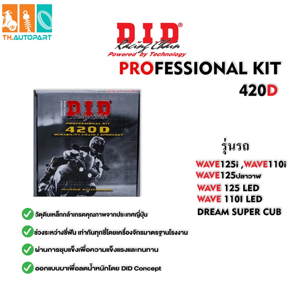 ชุดโซ่และสเตอร์ DID 420  Wave110i ,Wave125 ,Dream Dream Super Cub ,Wave125i