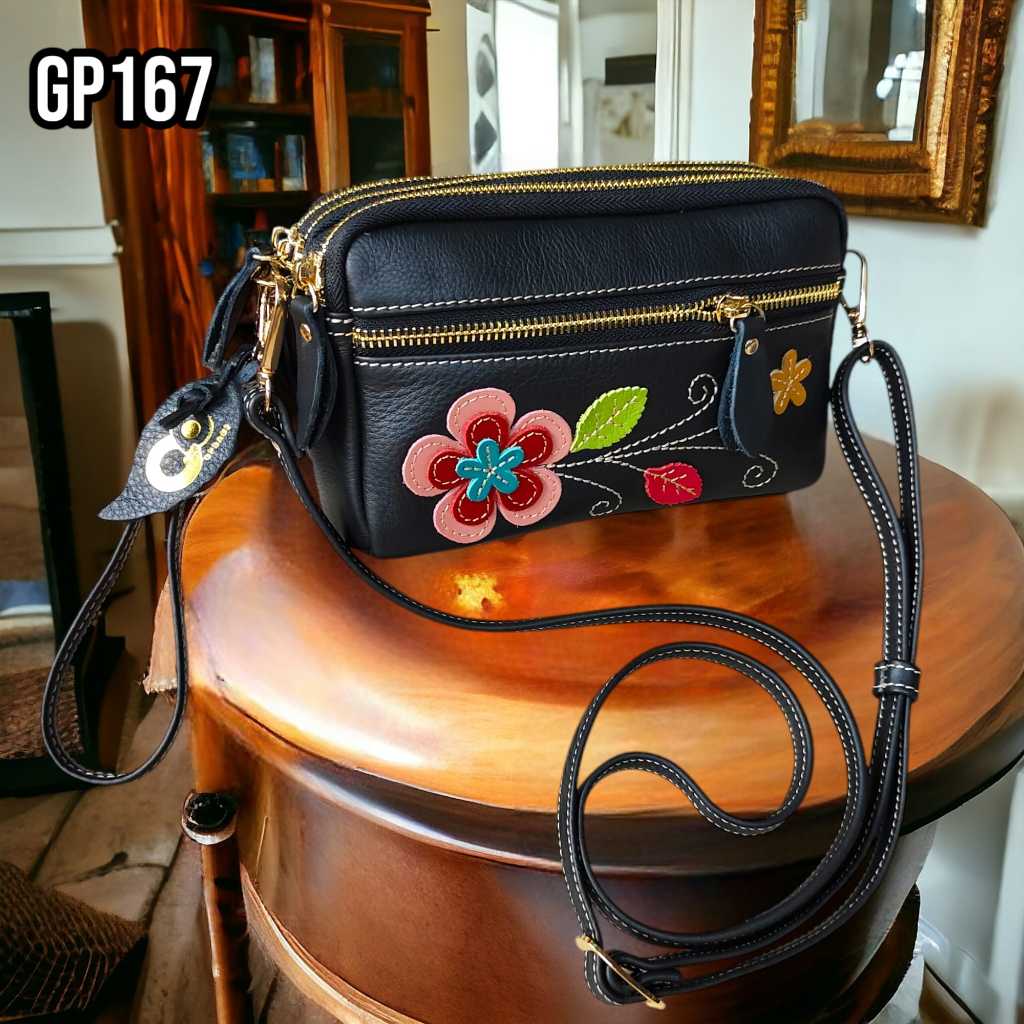 รุ่น GP167 กระเป๋าสะพายหนังชามัวส์ กระเป๋าสะพายหนังวัวแท้