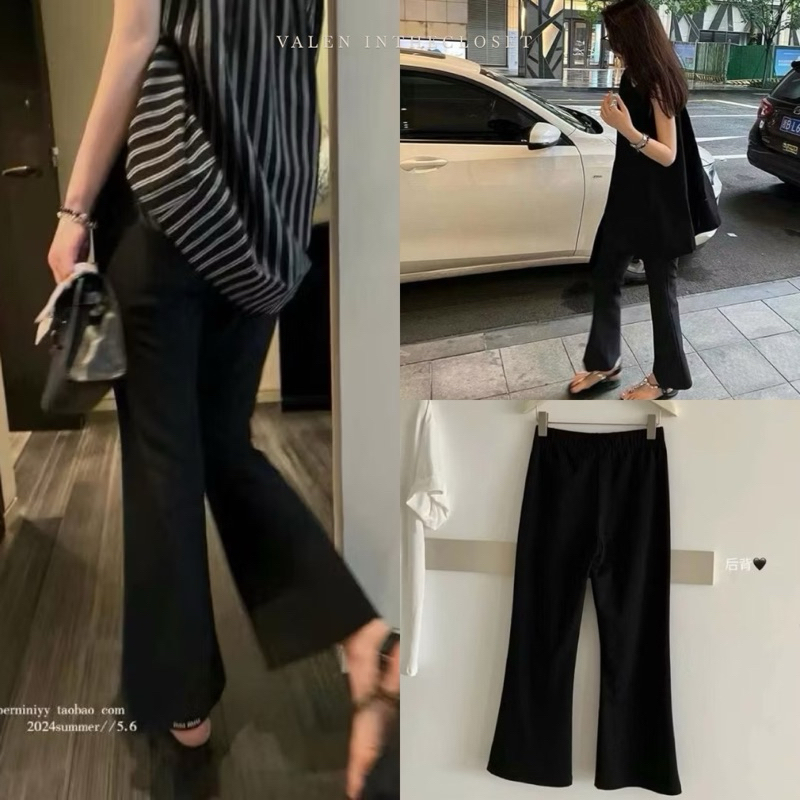 พร้อมส่ง WG.WE 9174 กางเกงขายาวทรงขากระดิ่ง เอวสม็อกผ้ายืด