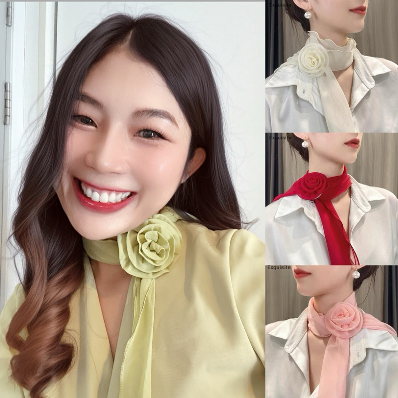 [Mimmuffin] ผ้าพันคอกุหลาบ ผ้าพันคอกันหนาว โช๊คเกอร์ออกงาน choker เพื่อนเจ้าสาว งานแต่ง