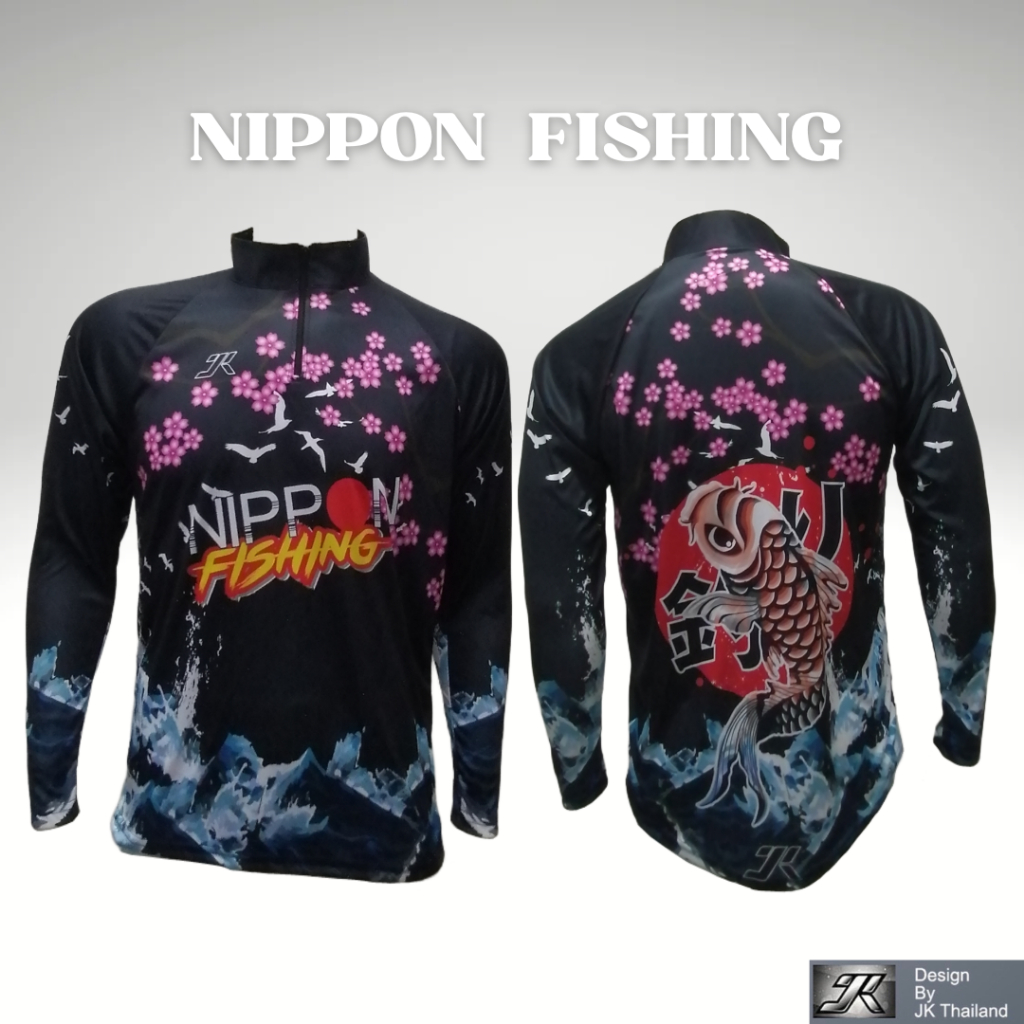 เสื้อตกปลา JK Thailand สำหรับกีฬากิจกรรมกลางแจ้ง ลาย NIPPON FISHING ป้องกันรังสี UV 80% แห้งเร็ว