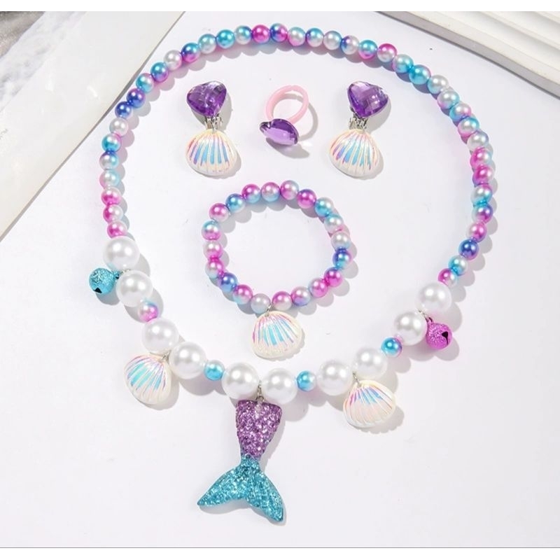 A1/2พร้อมส่งจากไทย ชุดสร้อยสําหรับเด็ก เซตสร้อย คอไข่มุก สร้อยนางเงือก