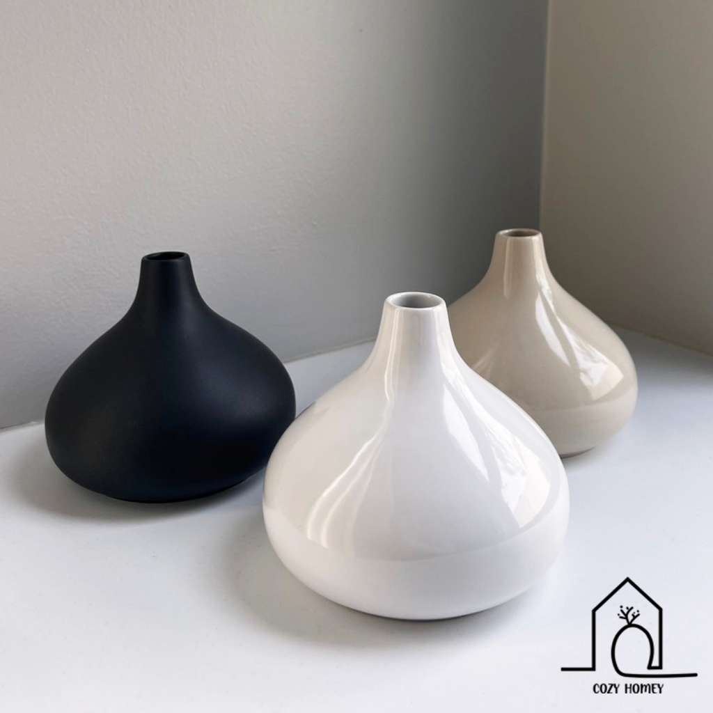 แจกันเซรามิก ทรงกลม ของแต่งบ้านมินิมอล | Ceramic Vase - Cozy Homey