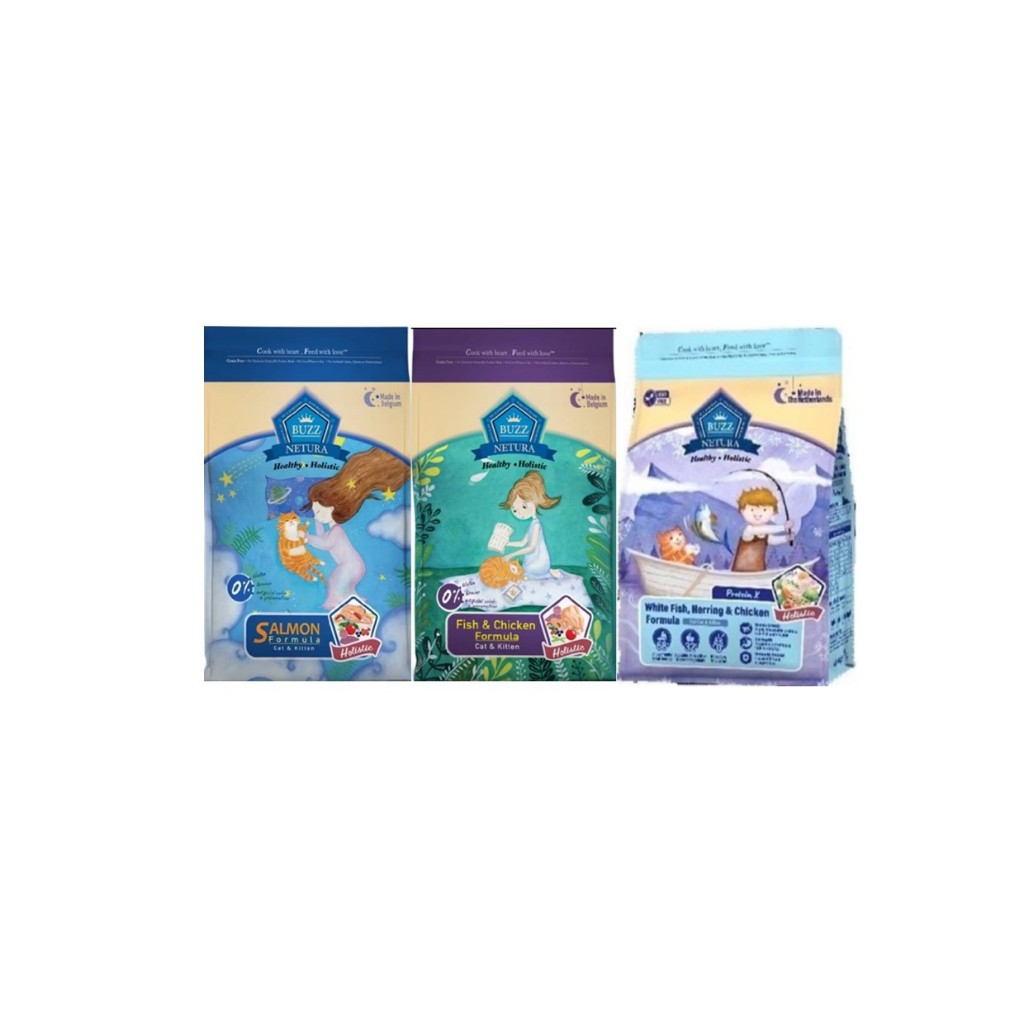 Buzz Holistic Netura อาหารแมวบัซซ์ สูตร โฮลิสติก เกรนฟรี แมวโต ลูกแมว ทุกช่วงวัย ขนาด 1 กิโล*โปรดอ่านรายละเอียด