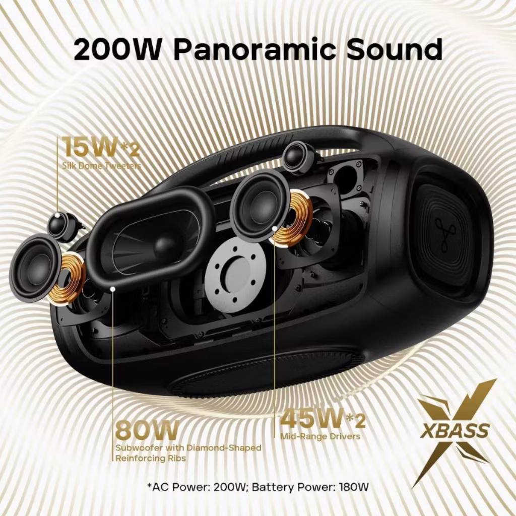 🇹🇭ประกันศูนย์ไทย 1 ปี Tribit Stormbox Blast 2 200วัตต์ IP67 ลำโพงบลูทูธ Bluetooth speaker ไฟ LED Karaoke IP67 รองรับ APP