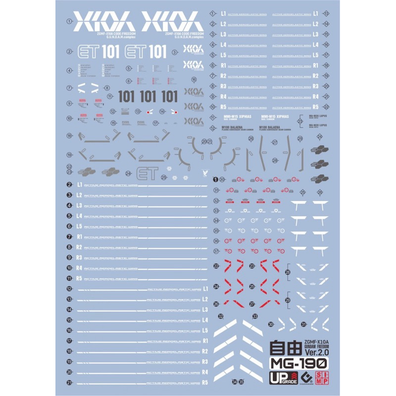 EVO MG-190 Decal SEED MG Freedom 2.0