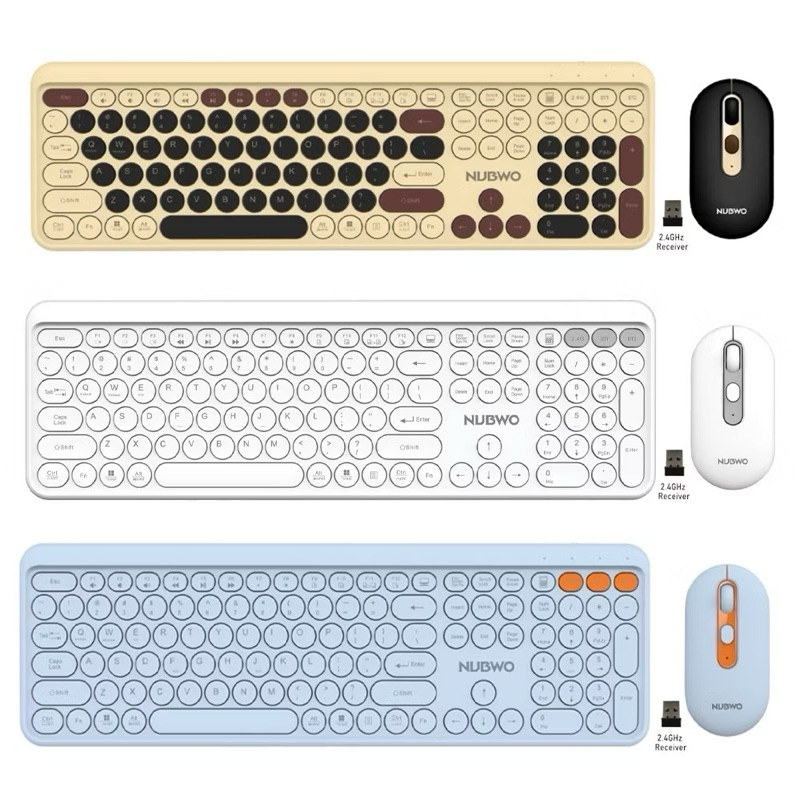 Nubwo NKM638 Keyboard+Mouse ภาษาไทย Dual mode Wireless/Bluetooth แป้นพิมพ์ไร้สาย ชุดเมาส์คีย์บอร์ดสี