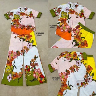 BT 01-5337 ชุดเซ็ท 2 ชิ้น เสื้อเชิ้ตคอปกแขนสั้นกระดุมหน้ามาพ…