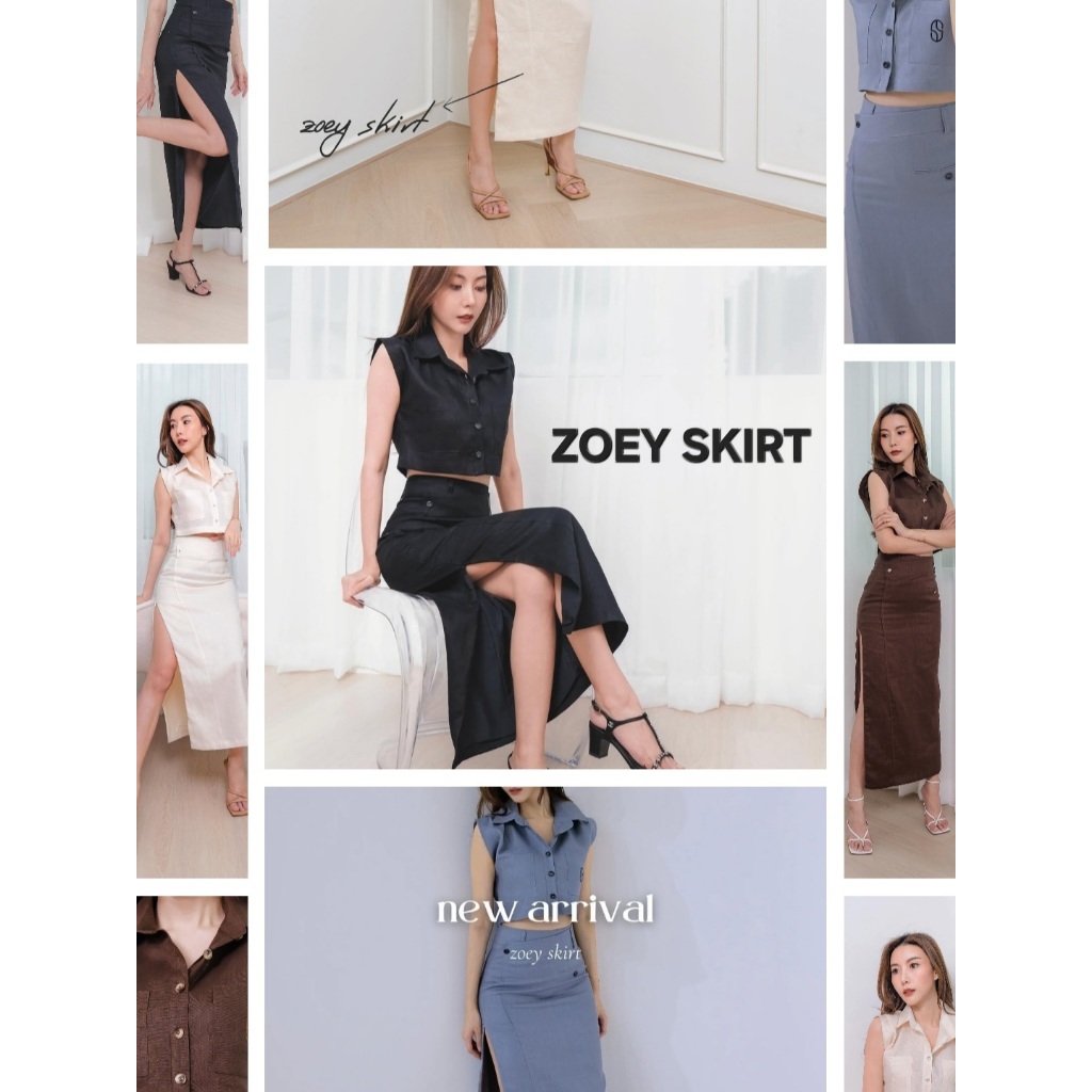 Selectedlook Zoey Skirt กระโปรงผ้าลินินแท้ ซับในเต็มตัว ด้านข้างมีซิปซ่อนสามารถรูดผ่าข้างตามต้องการ