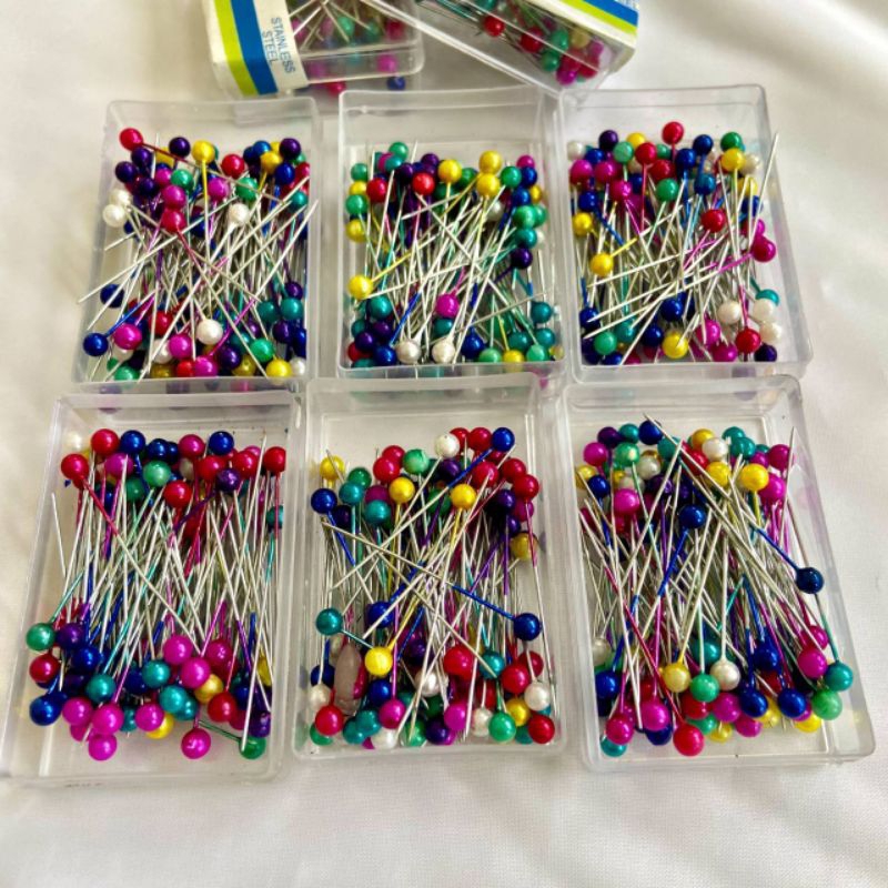 เข็มหมุดหัวกลม/เข็มหมุดเย็บผ้า(1 กล่อง/100ชิ้น)สินค้าพร้อมส่ง