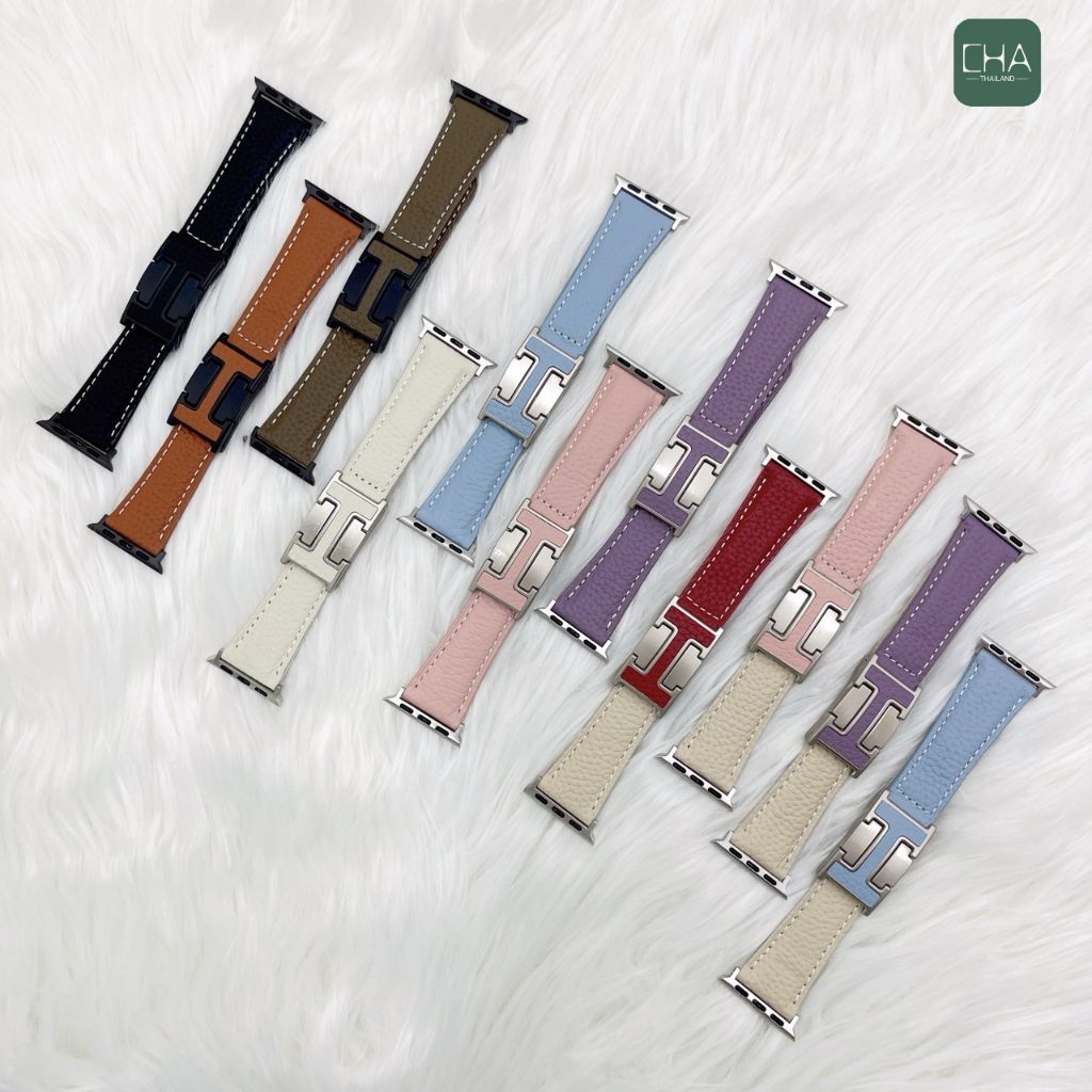 สายนาฬิกา Smartwatch สายหนัง H ตัวล็อค พรีเมี่ยม สายนาฬิกาแฟชั่น สำหรับ A - iwatch Series ขนาด38/40/41/42/44/45/46/49mm