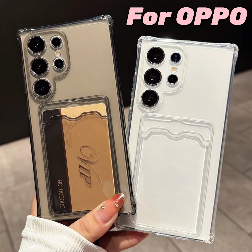 คสซิลิโคนแบบใส พร้อมช่องใส่บัตร For OPPO A60 A5 Pro A3 A18 A38 A79 A58 A78 A57 A77 A17 A16 A15 Reno 6 7 F19 F21 Pro A74 – โปรปัง