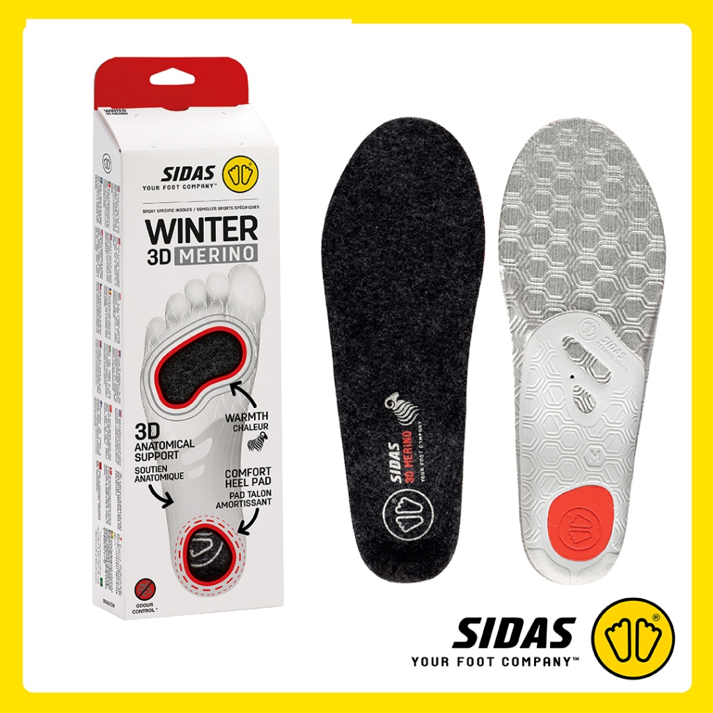 SIDAS Winter 3D Merino Insoles แผ่นพื้นรองเท้ากันหนาว ขนแกะ-ฟิล์มอลูมิเนียม สำหรับสกี สโนว์บอร์ด เดินท่องเที่ยว
