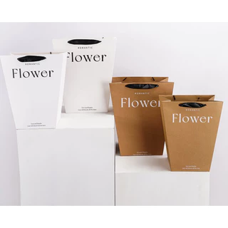 ถุงกระดาษ กระดาษคราฟท์ ใส่ของขวัญ ช่อดอกไม้ มี 2 ขนาด ลายFlower