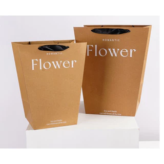 ถุงกระดาษ กระดาษคราฟท์ ใส่ของขวัญ ช่อดอกไม้ มี 2 ขนาด ลายFlower