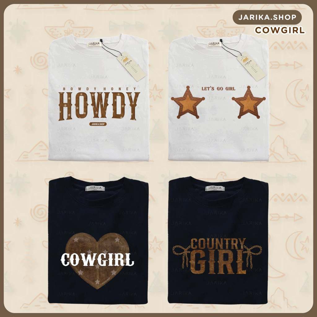 Jarika.shop - เสื้อยืด COWGIRL ( งานป้าย.. Jarika ) ( จ259 )