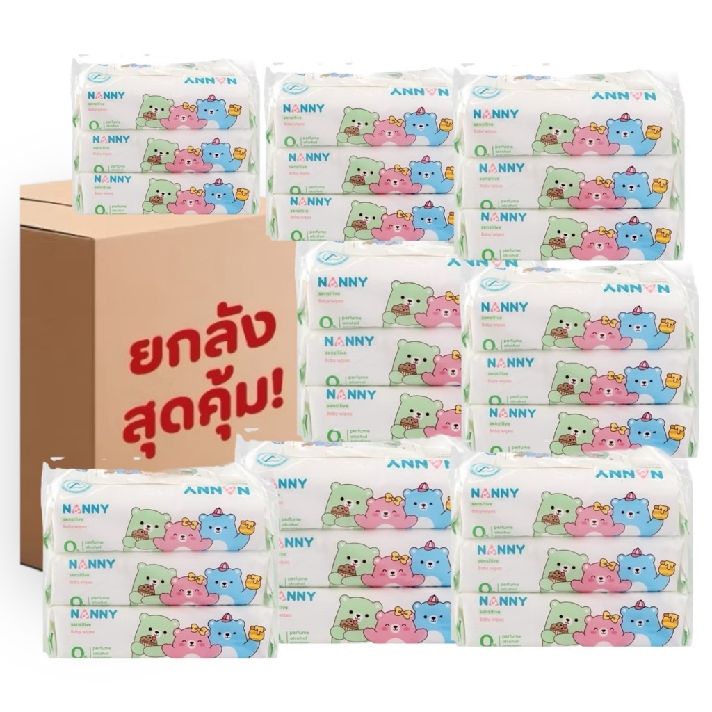 แพ็ค 24 ห่อ ยกลัง NANNY แนนนี่ ทิชชู่เปียก เบบี้ไวพส์แนนนี่ 60 ชิ้น สูตรน้ำบริสุทธิ์ (สินค้าพร้อมส่ง)
