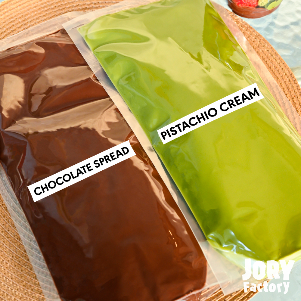 Dubai Cup Set แพคคู่ Pistachio Cream 1 กิโลกรัม และ Chocolate Spread 1 กิโลกรัม เมนู Dubai Cup straw