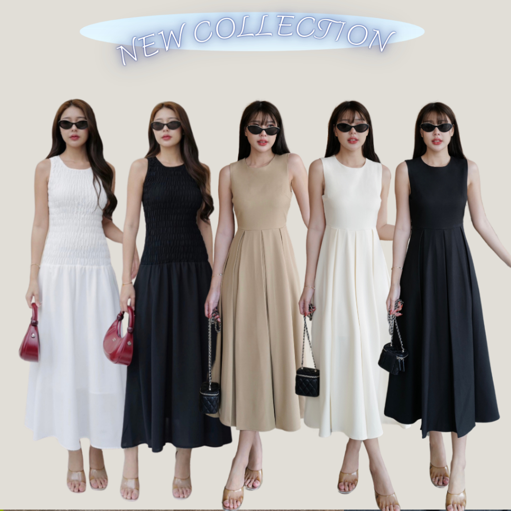 **[พร้อมส่งฟรีค่า]**EVE  CLOTHING # 5039 (3E) #4758  เดรสกล้ามยาวทรงเข้ารูปเนื้อผ้าย่น T-Shirtnista.