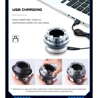 Kemei KM-887 ปัตตาเลี่ยนตัดผมไฟฟ้า หัวกลม หมุนได้ 360 องศา ชาร์จ USB สําหรับผู้ชาย