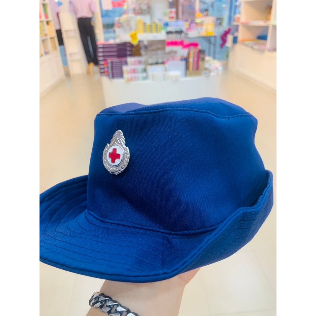 หมวกยุวกาชาด สีน้ำเงินเข้ม อุปกรณ์ยุวกาชาด ประถมศึกษาปีที่ 1-3 (ไม่รวมเข็ม) ออกใบกำกับได้