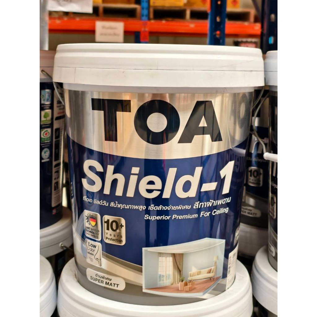 TOA ชิลด์วัน สีน้ำสำหรับทาฝ้าเพดาน # E999 (Ceiling Grey) (ขนาด 5 แกลลอน)