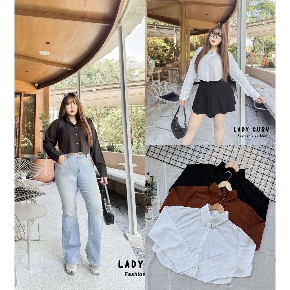 เชิ้ตครอปแขนยาว ชายโค้ง เว้าข้าง เหมาะกับวันสบายๆ แต่ยังคงความเป็นแฟชั่นอยู่ สวยเปะปัง ใส่กับอะไรก็สวย เซ็กซี่นิดๆ LC