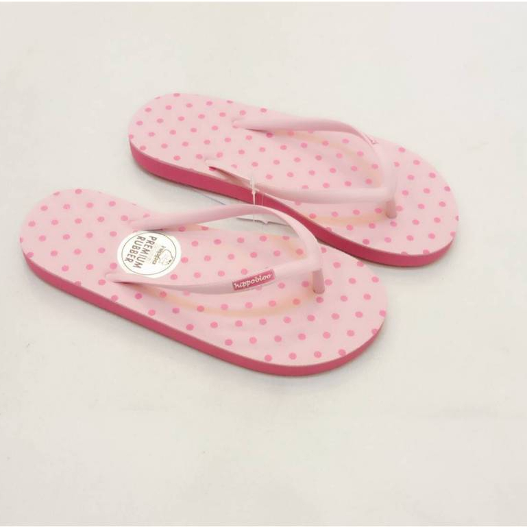 รองเท้าแตะลายจุด Hippo Bloo สีชมพูตัดชมพู ทนสีสดใส 12 สี รองเท้าอยู่บ้าน sandals ฮิปโป บลู