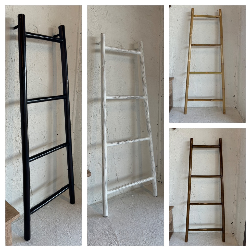 บันไดไม้ แขวนผ้าเช็ดตัว แต่งบ้าน ไม้ไผ่ 5 สี สูง 150cm บันไดตากผ้า ห้องน้ำ Decorative Bamboo ladders in 5 shades