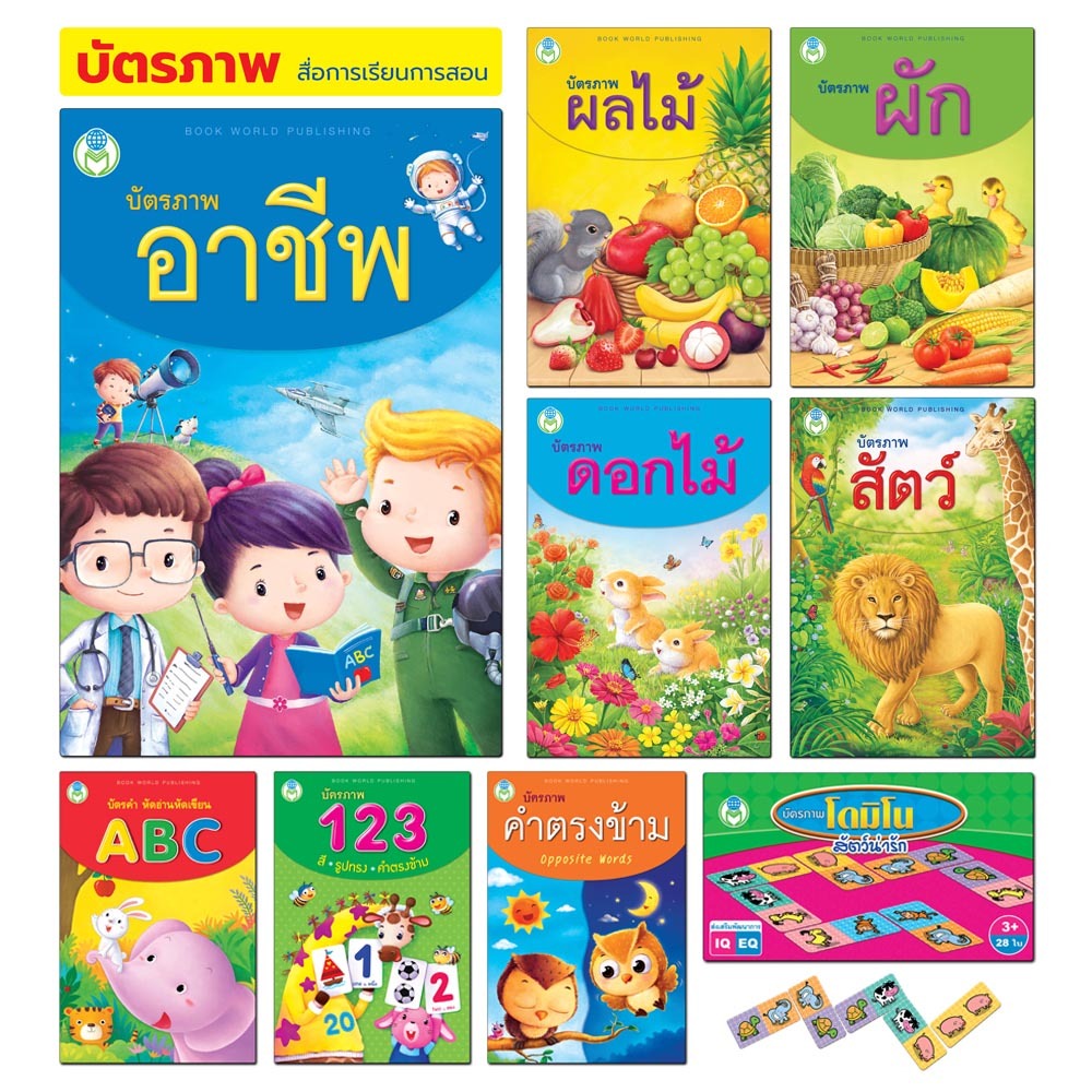 Book World Flash Card บัตรภาพ บัตรคำศัพท์ เรื่อง อาชีพในฝัน ไทย-อังกฤษ 32 อาชีพ  (แยกเรื่องได้)