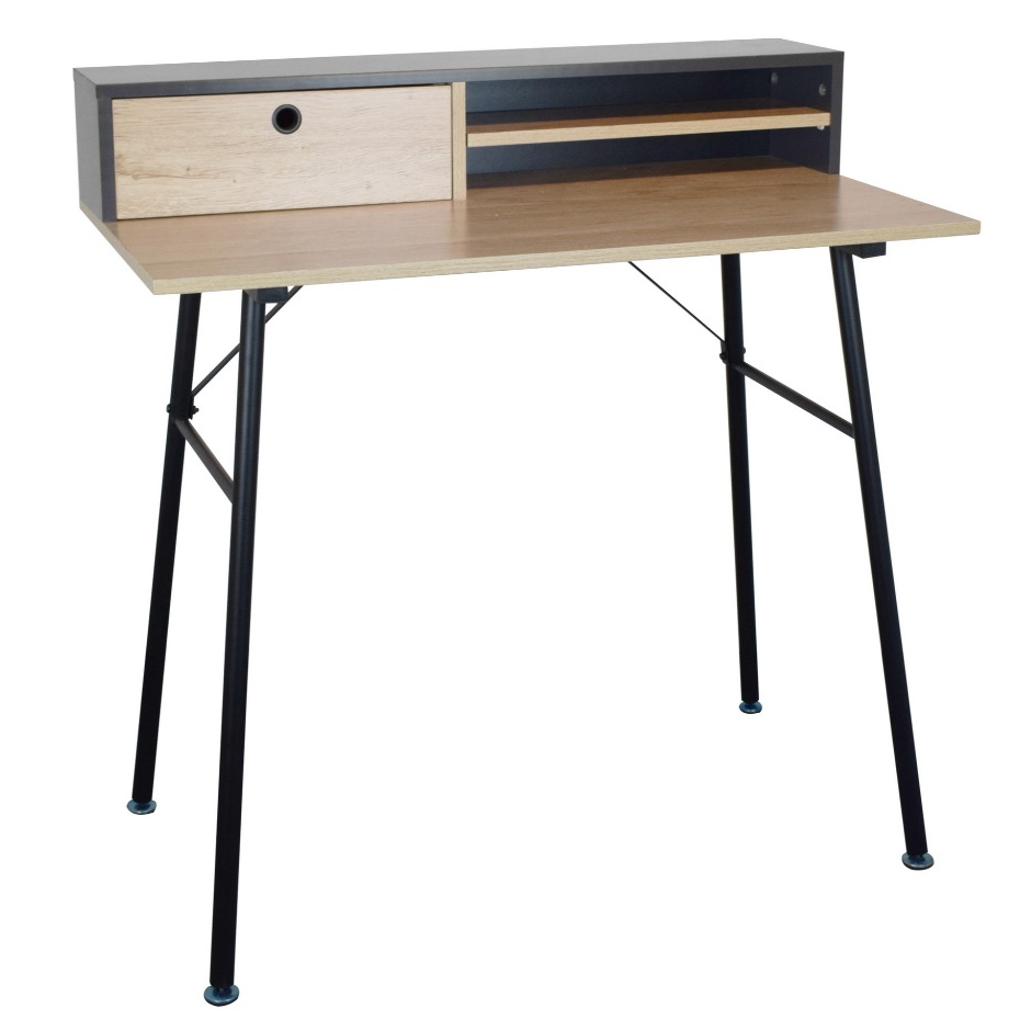 โต๊ะทำงานไม้ โต๊ะทำงานสไตล์วินเทจ มีลิ้นชักเก็บของ 90 ซม. Computer desk
