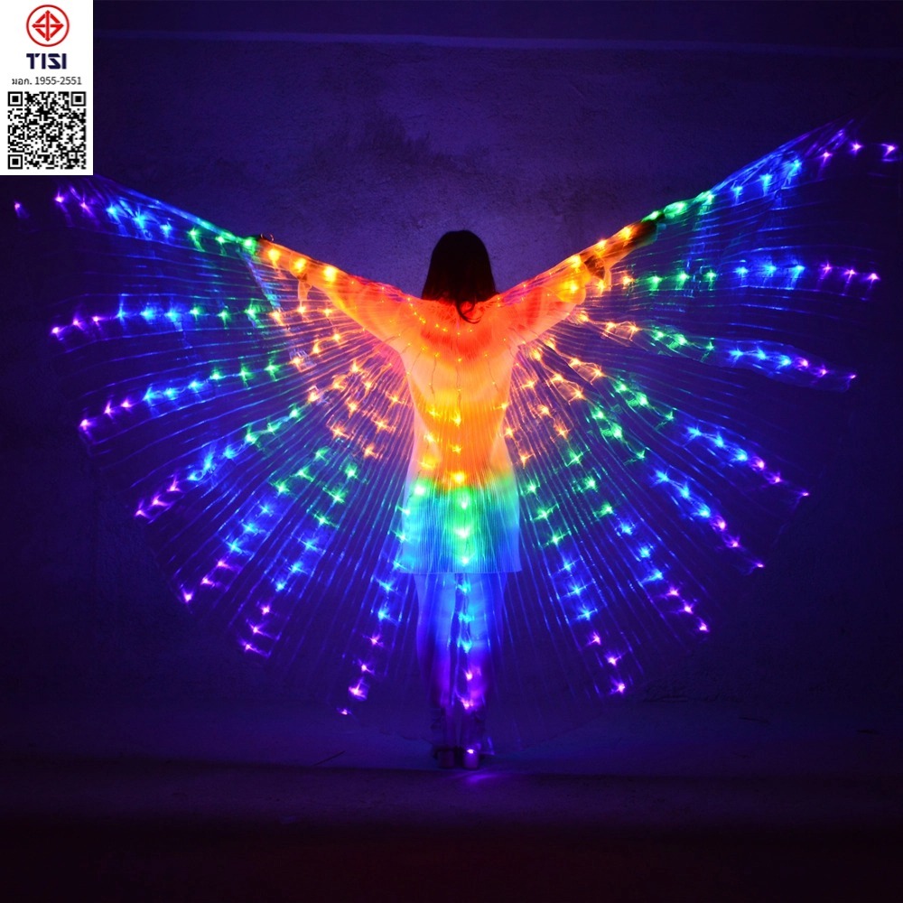 ไฟ LED ผีเสื้อปีกหลายสี LED ปีกแสดงแสงเต้นรำเสื้อผ้าคริสต์มาส LED ปาร์ตี้แสงสีเสื้อผ้า อุปกรณ์ประกอบฉาก