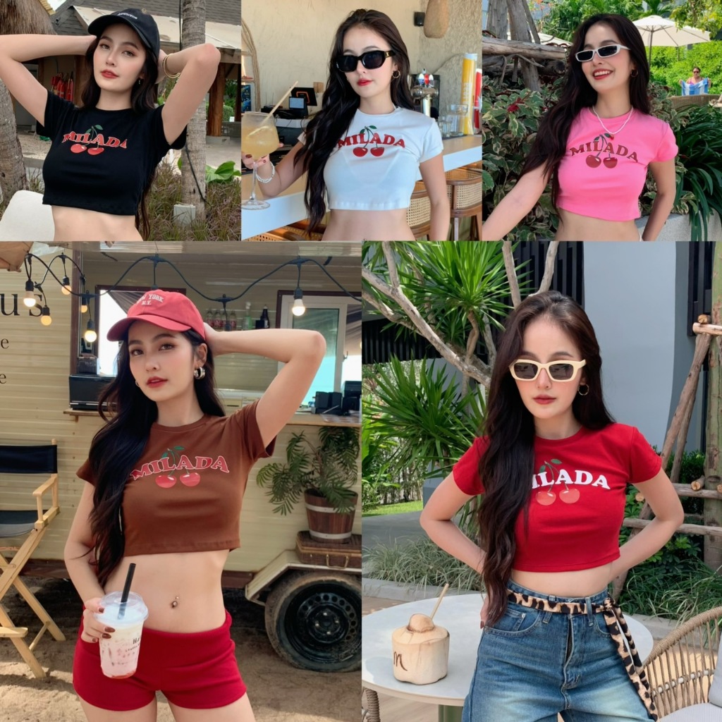 Cherry Bomb Crop ครอปสกรีนลายเชอร์รี่ (4024)