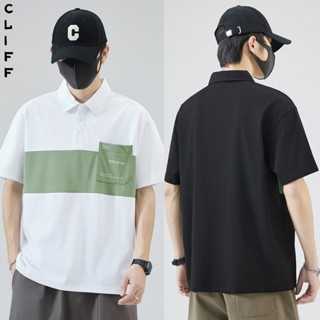 CLIFF เสื้อโปโลผู้ชาย สีต่อ ลำลอง เสื้อคอปก แมทช์ลุคง่าย แฟช…