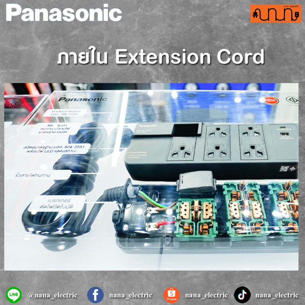 ปลั๊กพ่วง Panasonic รับกำลังไฟสูงสุด 3500W USB-A+USB (PD) 60W ปลั๊กพ่วงชาร์จรถ EV ,WCHG 283527B ราคา ถูกที่สุด ดีลบีเคเค แกลเลอรีภาพที่ 5