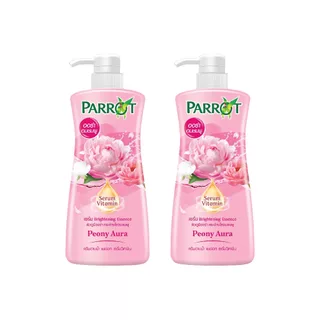 [2 ขวด]แพรอทครีมอาบน้ำ เซรั่ม วิตามิน พีโอนี ออร่า สีชมพู 450 มล. Parrot Shower Cream Serum Vitamin Peony Aura 450 ML