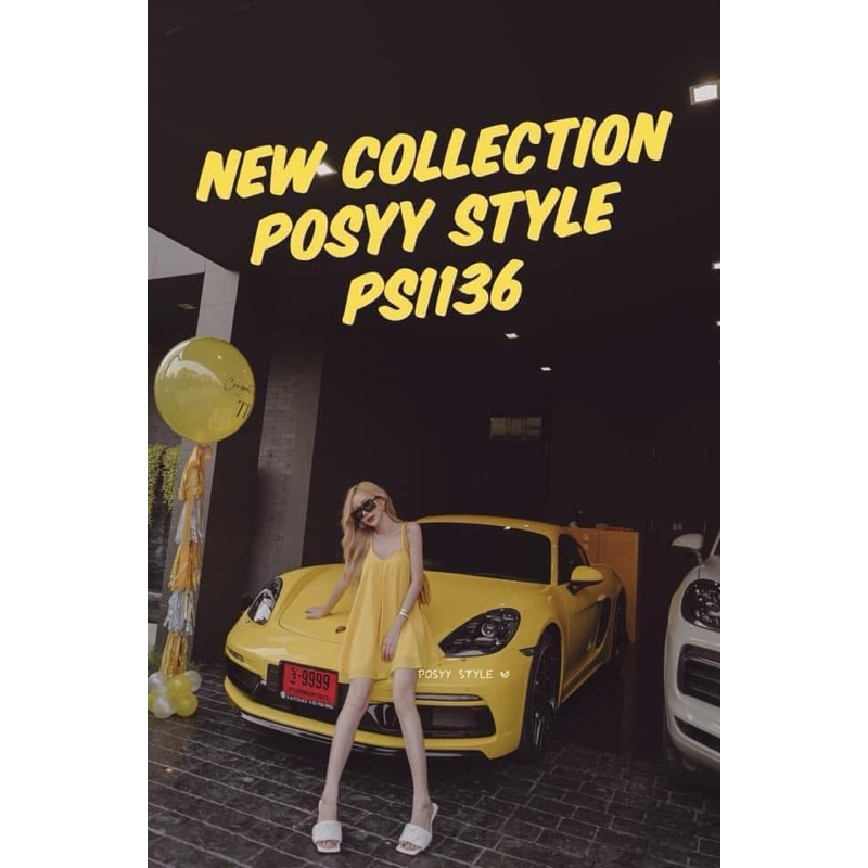 Possy Style /ส่งต่อเดรสป้ายPossy Style สีเหลืองและแบบตามรูปภาพ/Freesize/มือ2สภาพดี