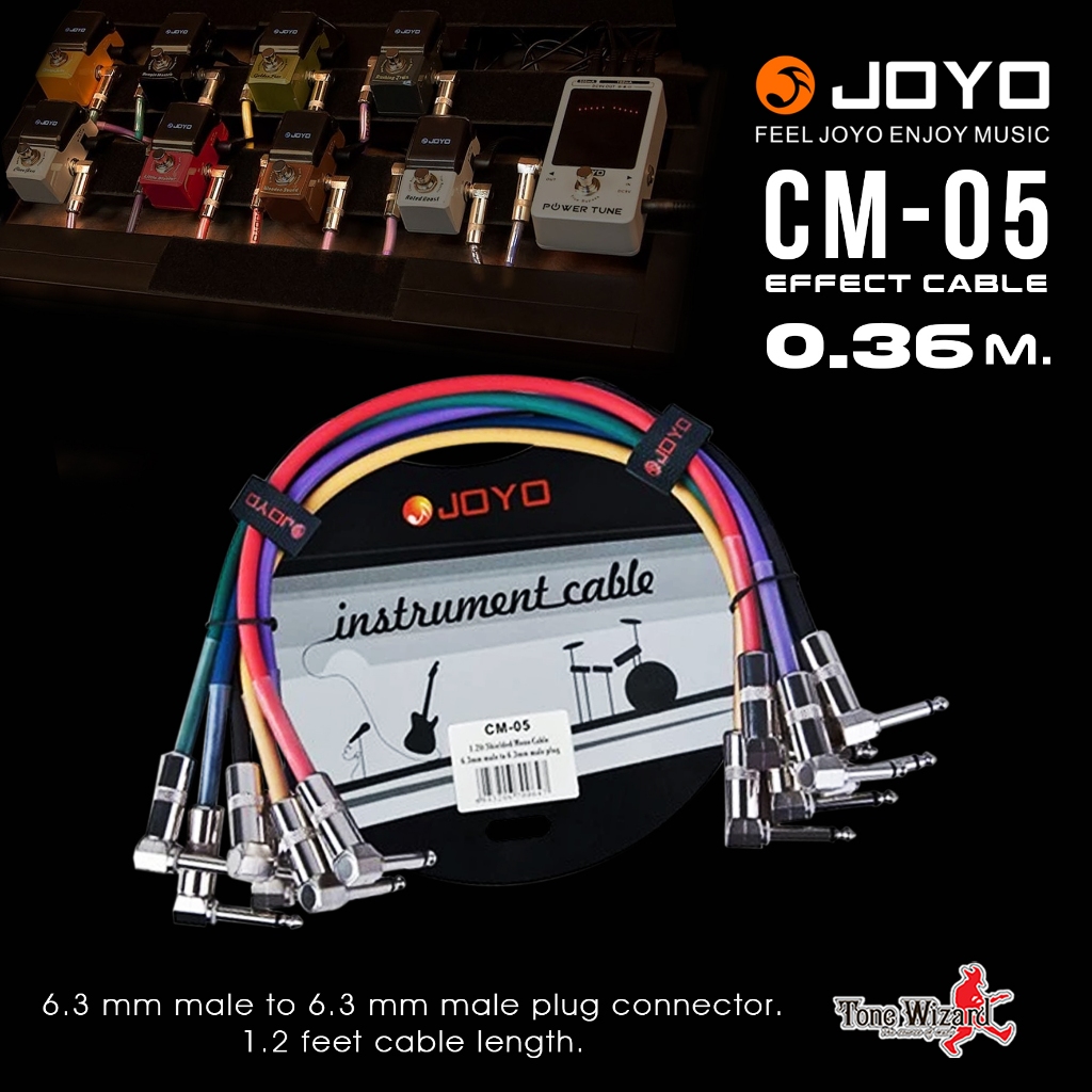 JOYO สายแจ็กหัว L Effect Cable1.2ft./0.36m O.D-6.3mm.