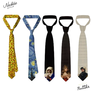 🎀พร้อมส่ง - เนคไทลายวินเทจ เนคไทดอกทานตะวัน เนคไทแวนโก๊ะ ☀️👙 necktie