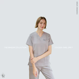 everydayscrub.bkk | ชุดสครับแพทย์(Ver.2) สี Earl Grey 🫖🍪(เสื้อพร้อมกางเกง)