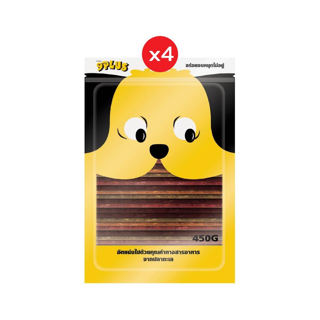9Plus ขนมน้องหมา สติ๊กปลา รวมรส 4 ถุง ทำจากเนื้อปลา เหมาะกับสุนัขที่แพ้เนื้อไก่ แท่งนิ่ม เหมาะกับน้องหมาทุกสายพันธฺุ์