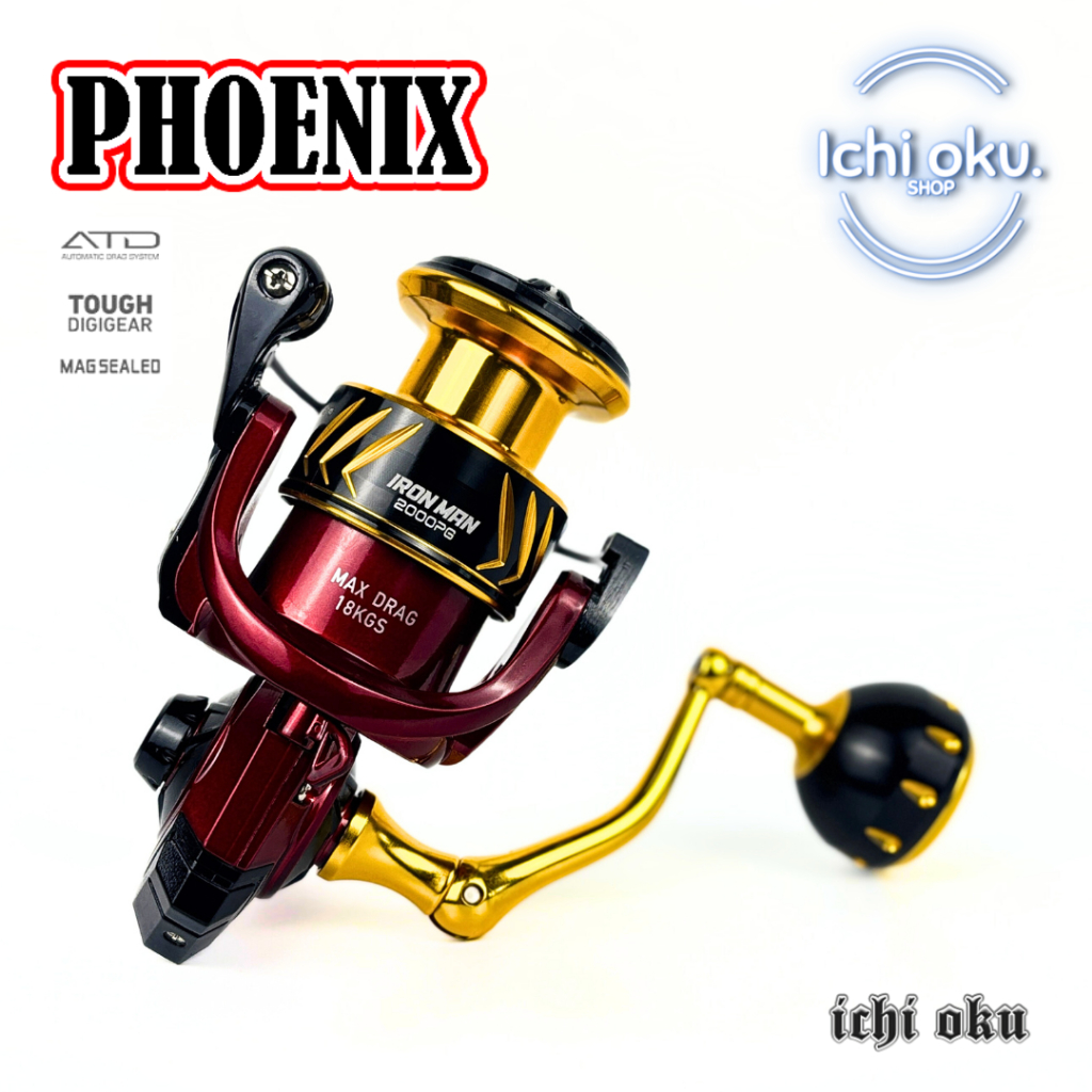 รอกตกปลา Phoenix รุ่น Ironman เบอร์ 2000PG ปี 2022 แขนเกลียว Max Drag 18 kg. 8+1 BB.